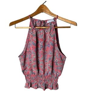 Pink floral print paper crane blouse